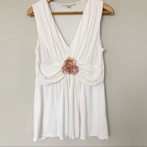 Boston Proper Draped Sleeveless Blouse with Flower